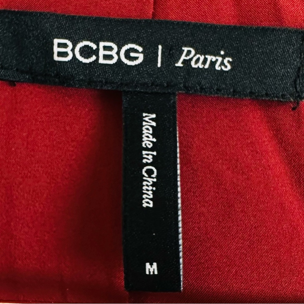 New BCBG Paris Mini Wrap Dress Bordeaux Faux Leather - Picture 7 of 11